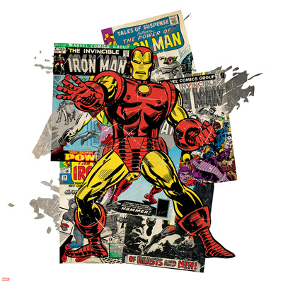 Marvel Comics Retro Badge Featuring Iron Man Posters