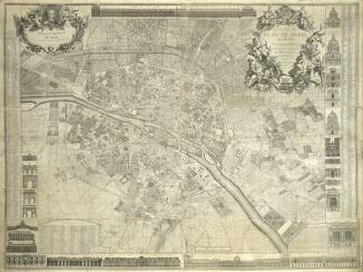 Nouveau Plan de Paris, 1728 Giclee Print by J. Delagrive