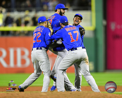 The Chicago Cubs celebrate winning the 2015 National League Wild Card Game Photo