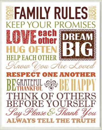 Family Rules in Autumn Colors Wood Sign