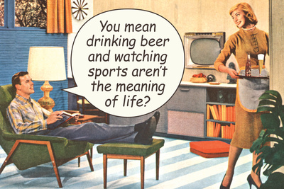 Drinking Beer Watching Sports Meaning of Life Funny Poster Print Posters by  Ephemera