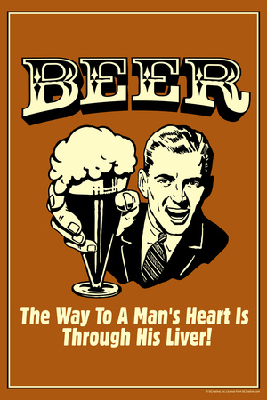 Beer Man's Heart Through His Liver Funny Retro Poster Prints by  Retrospoofs