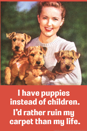 I Have Puppies not Children I'd Rather Ruin My Carpet Than My Life Funny Poster Print Posters by  Ephemera