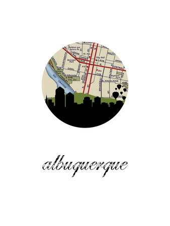 Albuquerque Map Skyline Prints