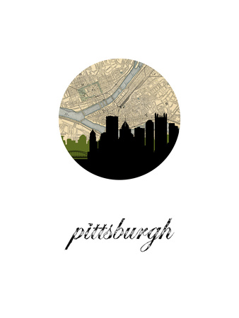 Pittsburgh Map Skyline Poster