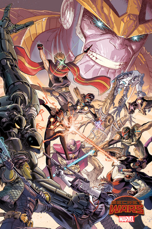 Marvel Secret Wars Cover, Featuring: Thanos, Gamora, Star-Lord, Nova Posters