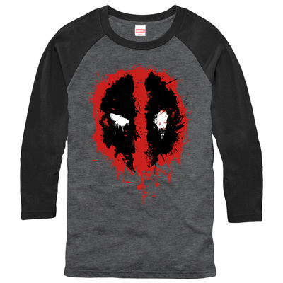 Long Sleeve: Deadpool- Splatter Icon (Raglan) T-Shirt