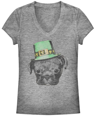 Juniors: Irish Puppy V-Neck Shirt