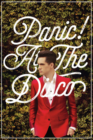 Panic! At the Disco red suit and green ivy background poster covert photo art