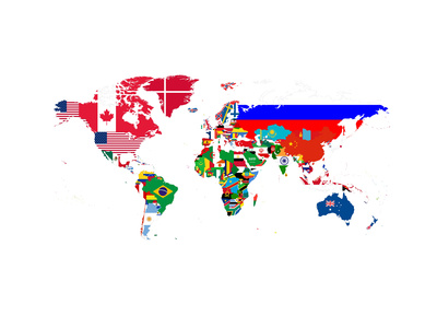 World Map Contry Flags 2 Poster by  NaxArt