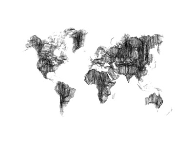 World Map Drawing 1 Prints by  NaxArt