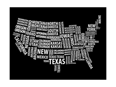 Typography Usa Map Posters by  NaxArt