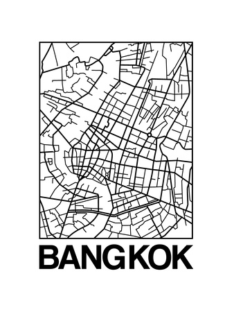White Map of Bangkok Poster by  NaxArt