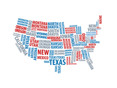 Typography Usa Map Posters by  NaxArt