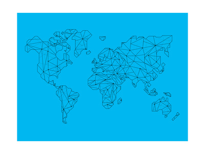 World Map Blue 1 Print by  NaxArt