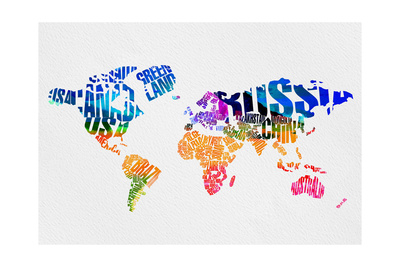 Typography World Map 7 Prints by  NaxArt