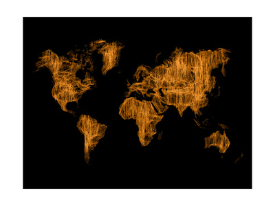 World Map Orange Drawing Posters by  NaxArt