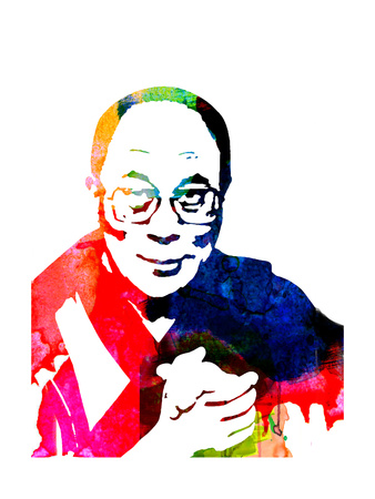 Dalai Lama Watercolor Prints by Lora Feldman