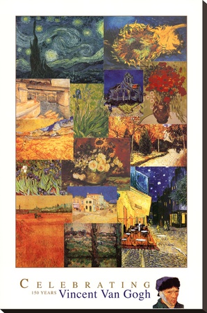 Vincent Van Gogh 150 Years Collage Art Print Poster Stretched Canvas Print