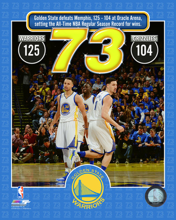 The Golden State Warriors set the NBA All-Time record for wins in a season at 73- April 13, 2016 Photo