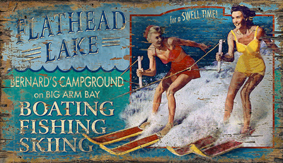 Ski Flathead Wood Sign