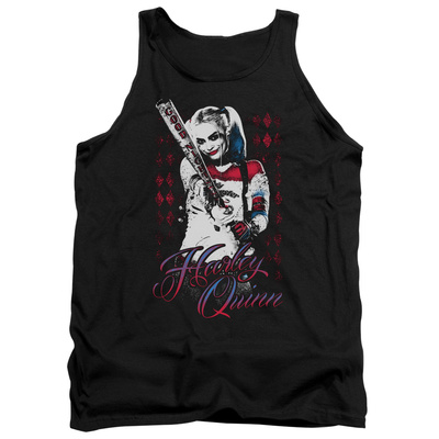 Tank Top: Suicide Squad- Distressed Harley Quinn At Bat Tank Top