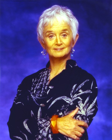 Barbara Barrie wearing Black Dress in Blue Background Photo by  Movie Star News