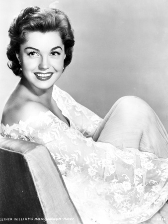 Esther Williams on Embroidered Flower Mesh sitting on Chair Photo by  Movie Star News