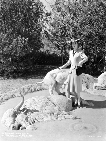 Rosalind Russell Posed in Statue Black and White Photo by  Movie Star News