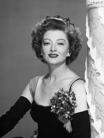 Myrna Loy Posed in Black and White with Corsage Photo by  Movie Star News