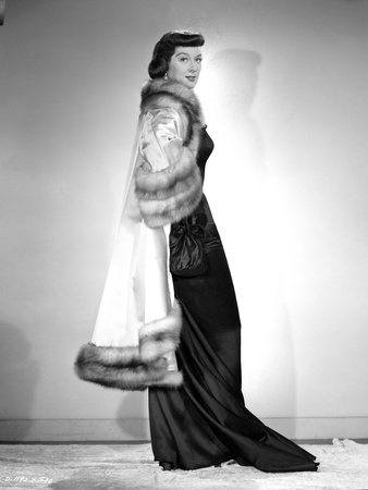 Rosalind Russell Posed in Fur Coat and Black Gown Photo by  Movie Star News