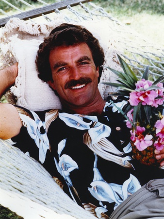 Tom Selleck in Floral Polo Portrait Photo by  Movie Star News