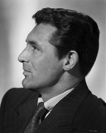 Cary Grant Side view Pose in Suit and Printed Silk Necktie Photo by E Bachrach