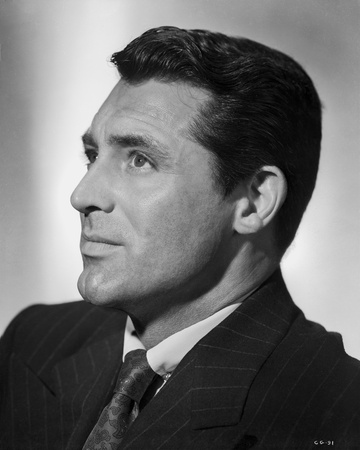 Cary Grant Side Portrait In Pinstriped Suit And Tie  High... Photo by E Bachrach