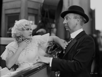 Jean Harlow Scene from a Film sitting on a Car in White Short Sleeve Silk Blouse Photo by  Movie Star News!