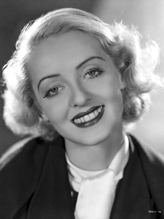 Bette Davis Portrait in Black Silk Suit and White Shirt with White Neckerchief Photo by Elmer Fryer