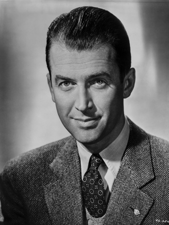James Stewart Portrait in Grey Tweed Sport Coat and Black Necktie with White Linen Collar Shirt Photo by E Bachrach