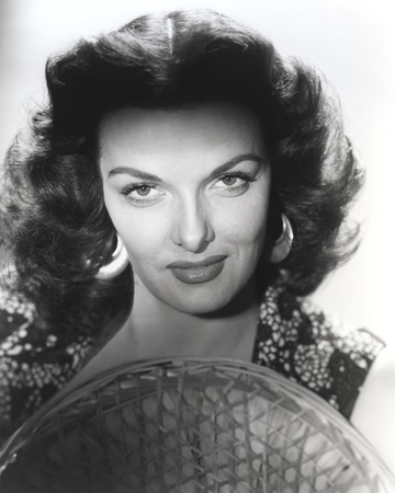 Jane Russell Close Up Portrait in Black Floral Dress with Straw Hat in White Background Photo by  Movie Star News