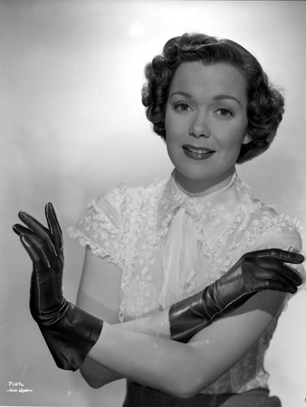 Jane Wyman Portrait in White Silk Lace Short Sleeve Bodice and Black Leather Gloves Photo by  Movie Star News