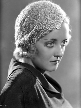 Bette Davis Portrait in Two Tone Wool Bonnet and Black Tight Long Sleeve Shirt with Neckerchief Photo by Elmer Fryer