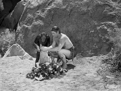 Johnny Weissmuller Filling the Sack with the Help of His Monkey in a Classic Movie Scene Photo by  Movie Star News