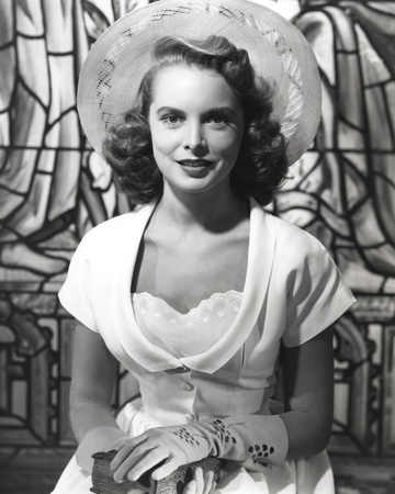 Janet Leigh Close Up in Classic Portrait in White Silk Short Sleeve Dress and Gloves Photo by  Movie Star News