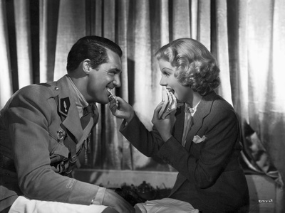 Jean Harlow Scene from a Film sitting on Couch in Black Tweed Linen Suit Dress Photo by Ted Allan