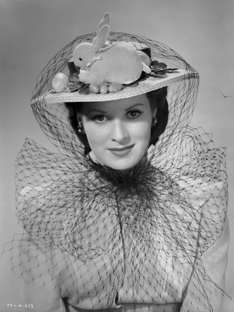 Maureen O'Hara Close Up Portrait wearing Veil with Rabbit on Top Photo by E Bachrach