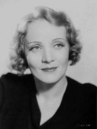 Marlene Dietrich Posed in Black V-neck Dress with Dark lipstick Photo by  Movie Star News