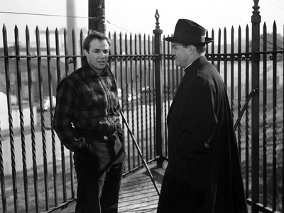 Marlon Brando standing and Talking to a Man Inside a Fence Photo by  Movie Star News