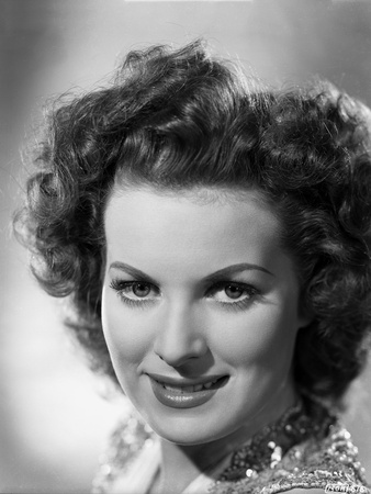 Maureen O'Hara Close Up Portrait in Glittery Vest in Black and White Photo by E Bachrach