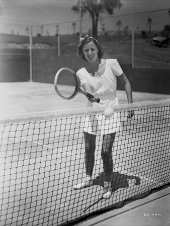 Black and White Portrait of Barbara Stanwyck Playing Tennis Portrait Photo by  Movie Star News