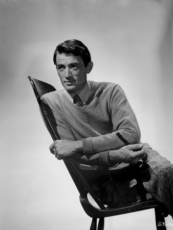 Gregory Peck Leaning on Chair wearing Long Sleeves Photo by E Bachrach!