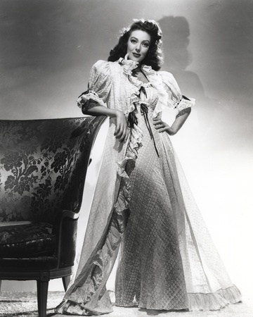 Loretta Young White Long Gown with Balloon Sleeves Photo by  Movie Star News